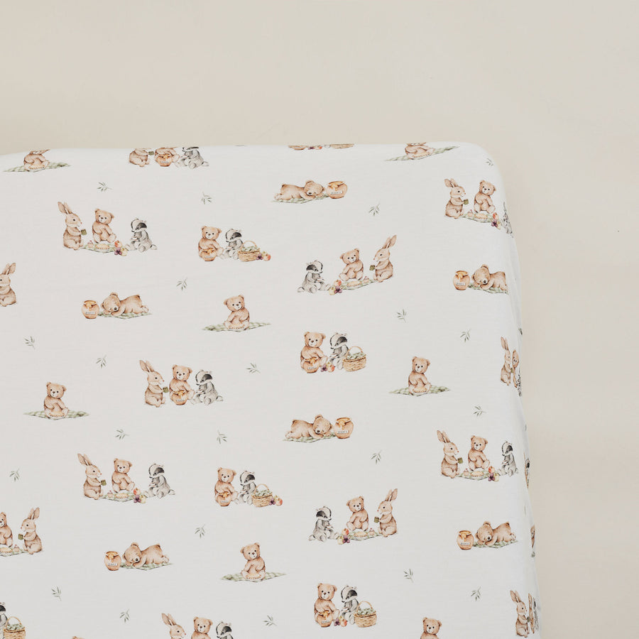 Teddy Picnic Cot Sheet