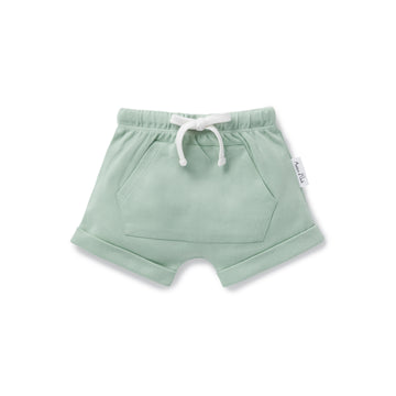 Aster & Oak Neutral Organic Cotton Silt Green Pocket Shorts